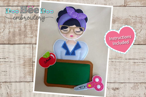 Teacher with Headband - ITH Project - Machine Embroidery Design