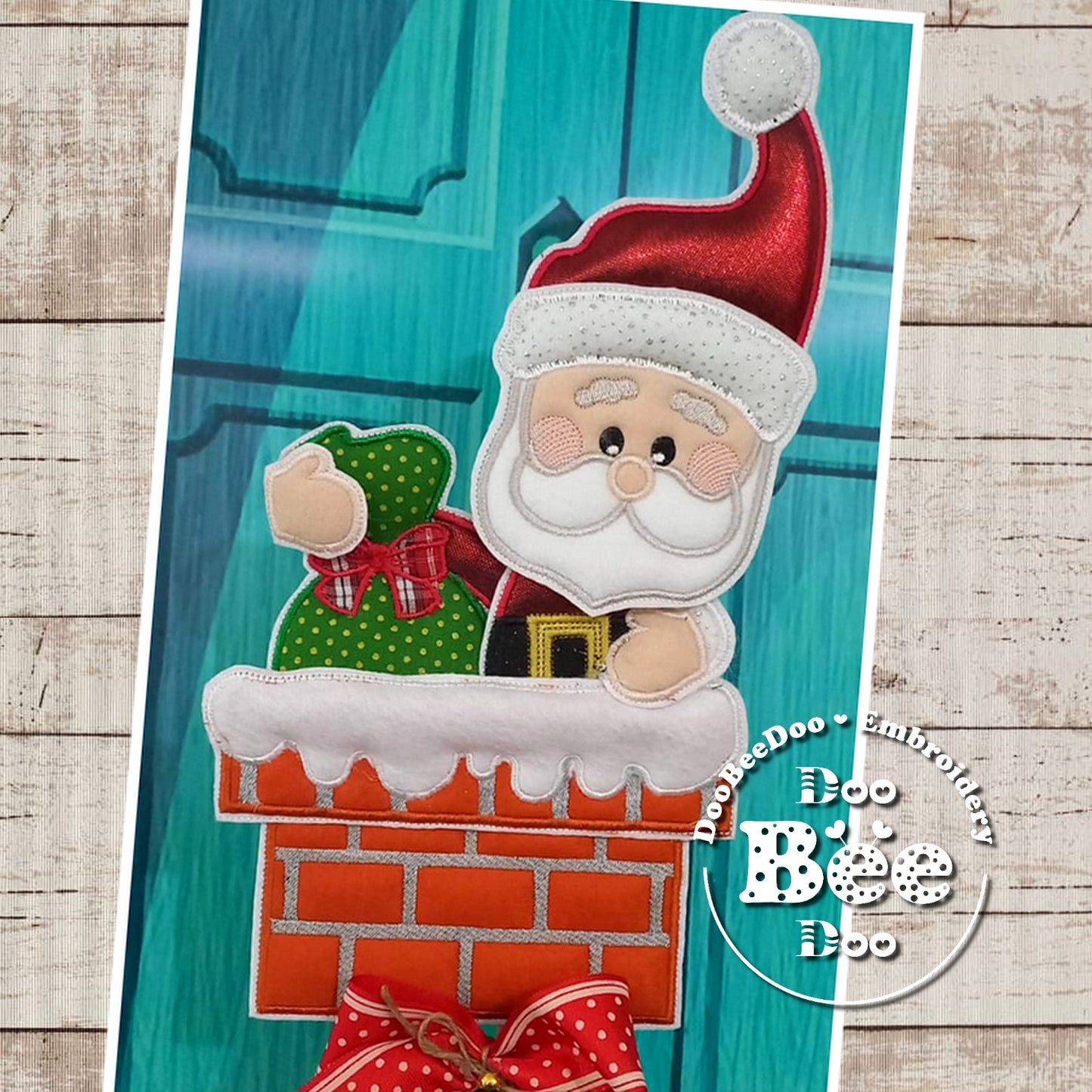 Santa Claus in the Chimney Ornament - ITH Project - Machine Embroidery Design