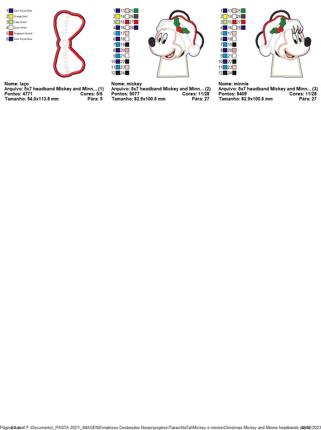 Christmas Mickey and Minnie Headbands - ITH Project - Machine Embroidery Design