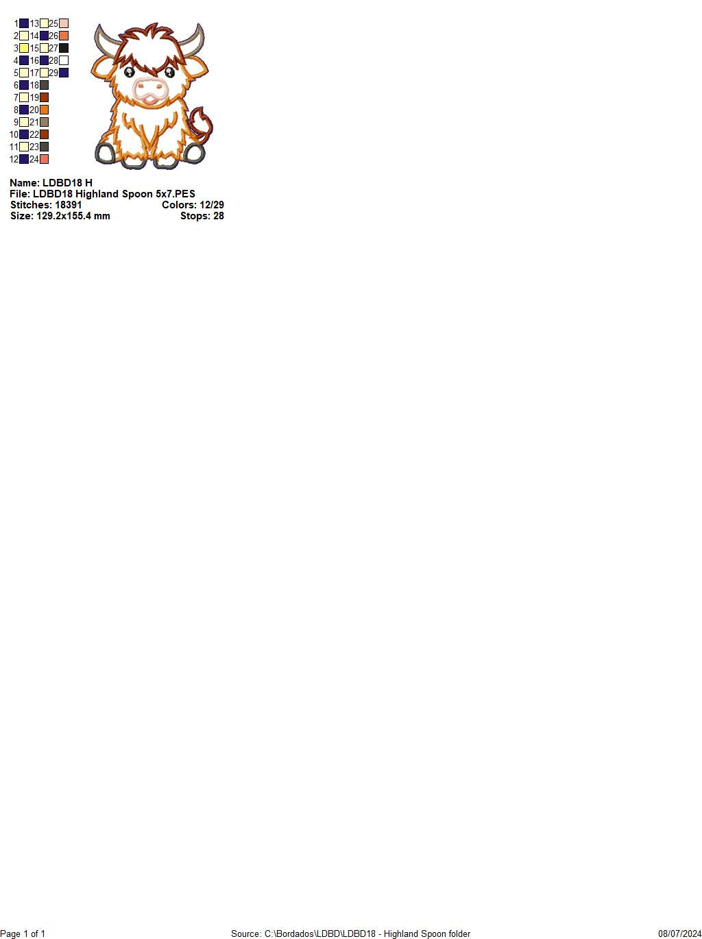 Highland Cow Kitchen Set - ITH Project - Machine Embroidery Design