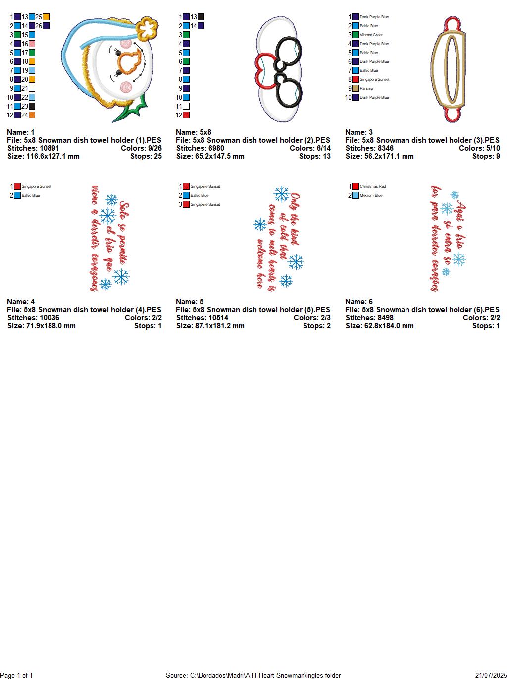 Snowman Towel Holder – ITH Project – Machine Embroidery Design