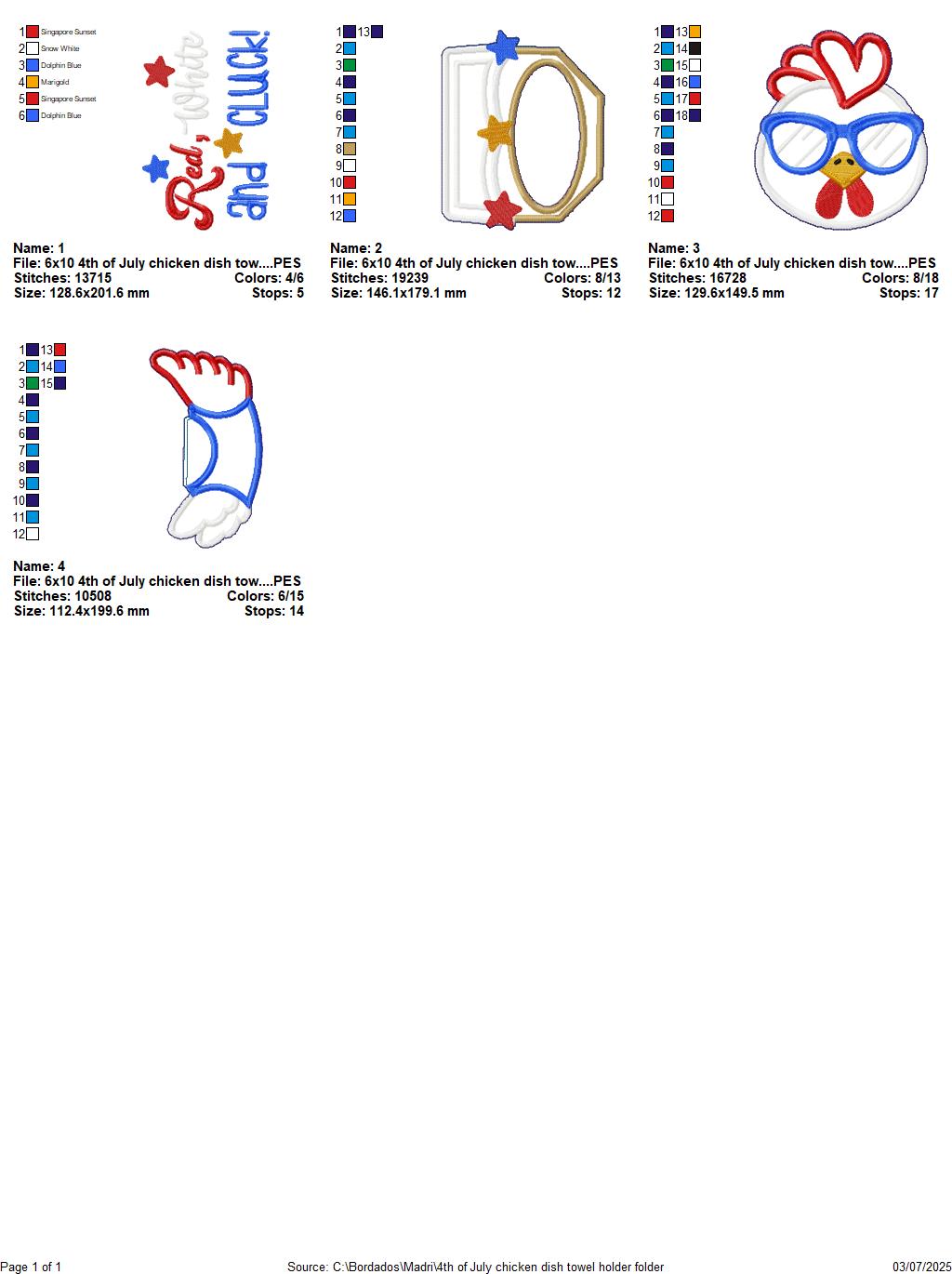 Red, White and Cluck Chicken Towel Holder β ITH Project β Machine Embroidery Design ππ