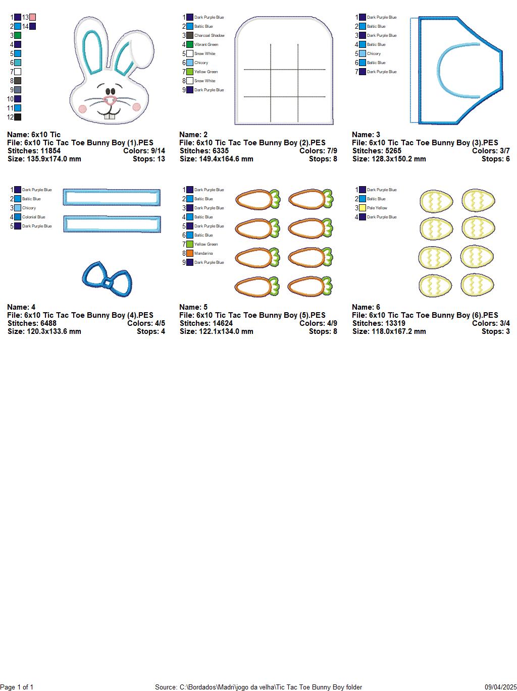 Tic-tac-toe Bunny Boy - ITH Project - Machine Embroidery Design