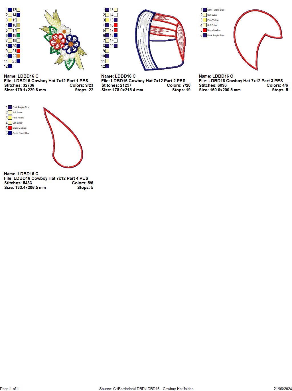 Cowboy Hat 4th of July - ITH Project - Machine Embroidery Design