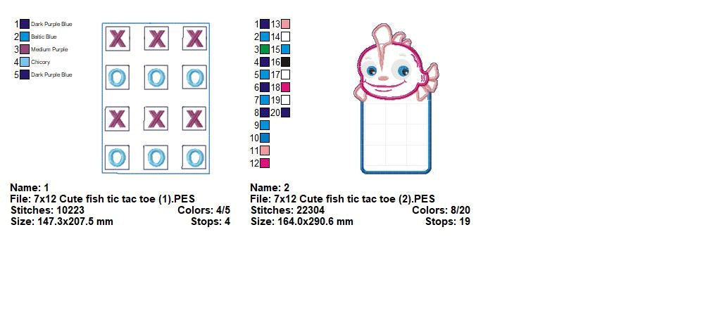 Cute Fish Tic Tac Toe Game π‘ β ITH β Machine Embroidery Design