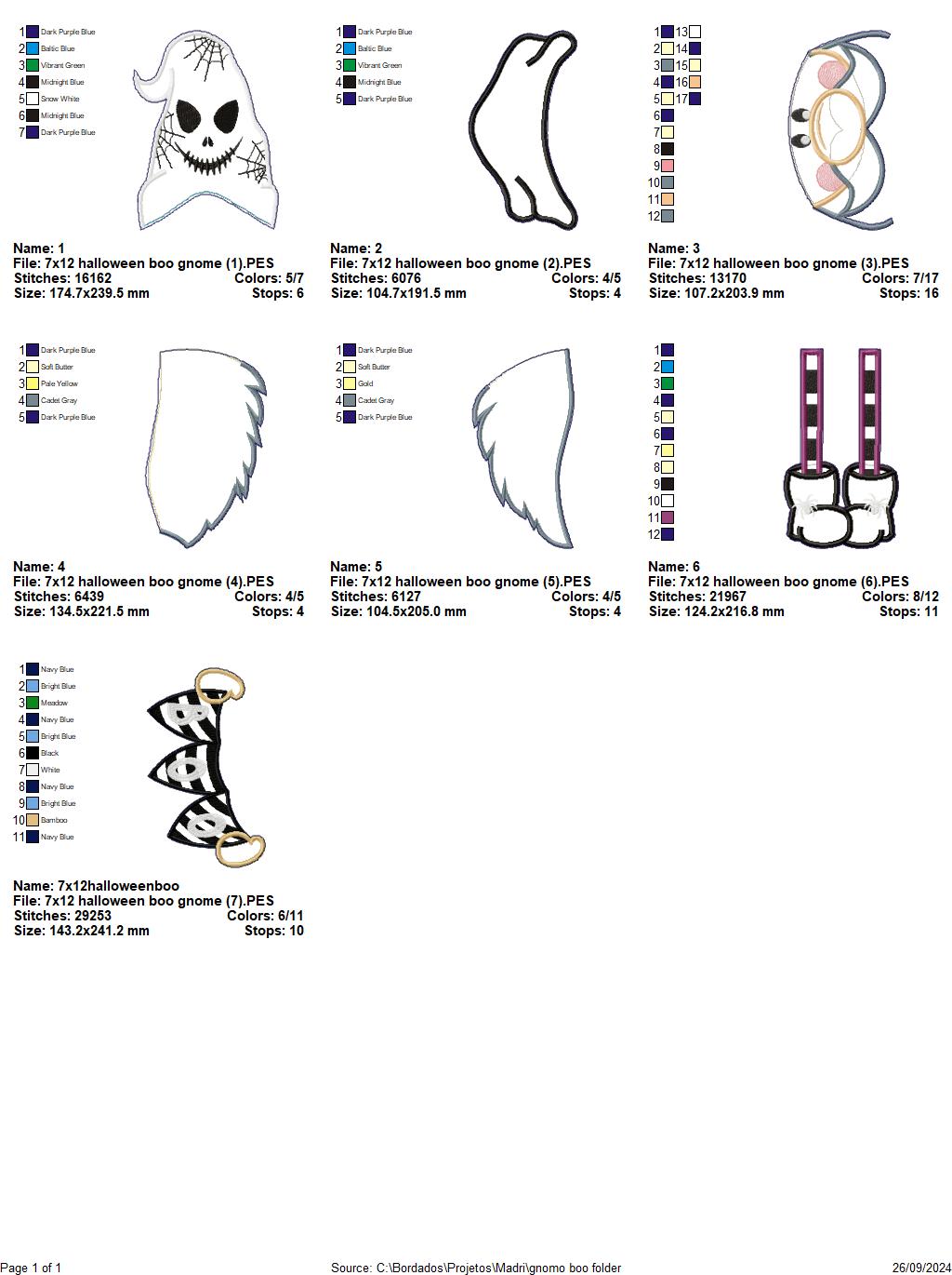 Gnome Boo Halloween - ITH Project - Machine Embroidery Design