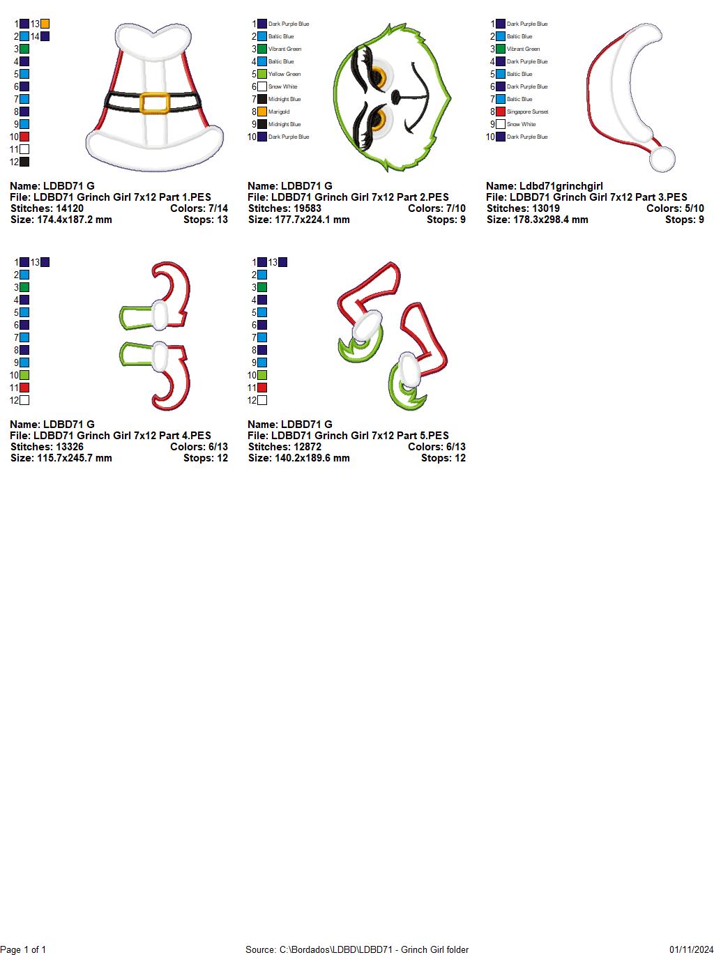 Grinch Girl Santa - ITH Project - Machine Embroidery Design