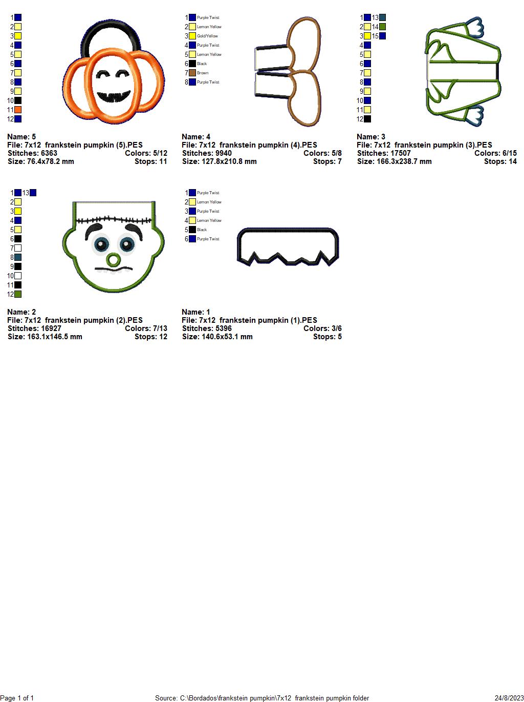 Frankstein - ITH Project - Machine Embroidery Design