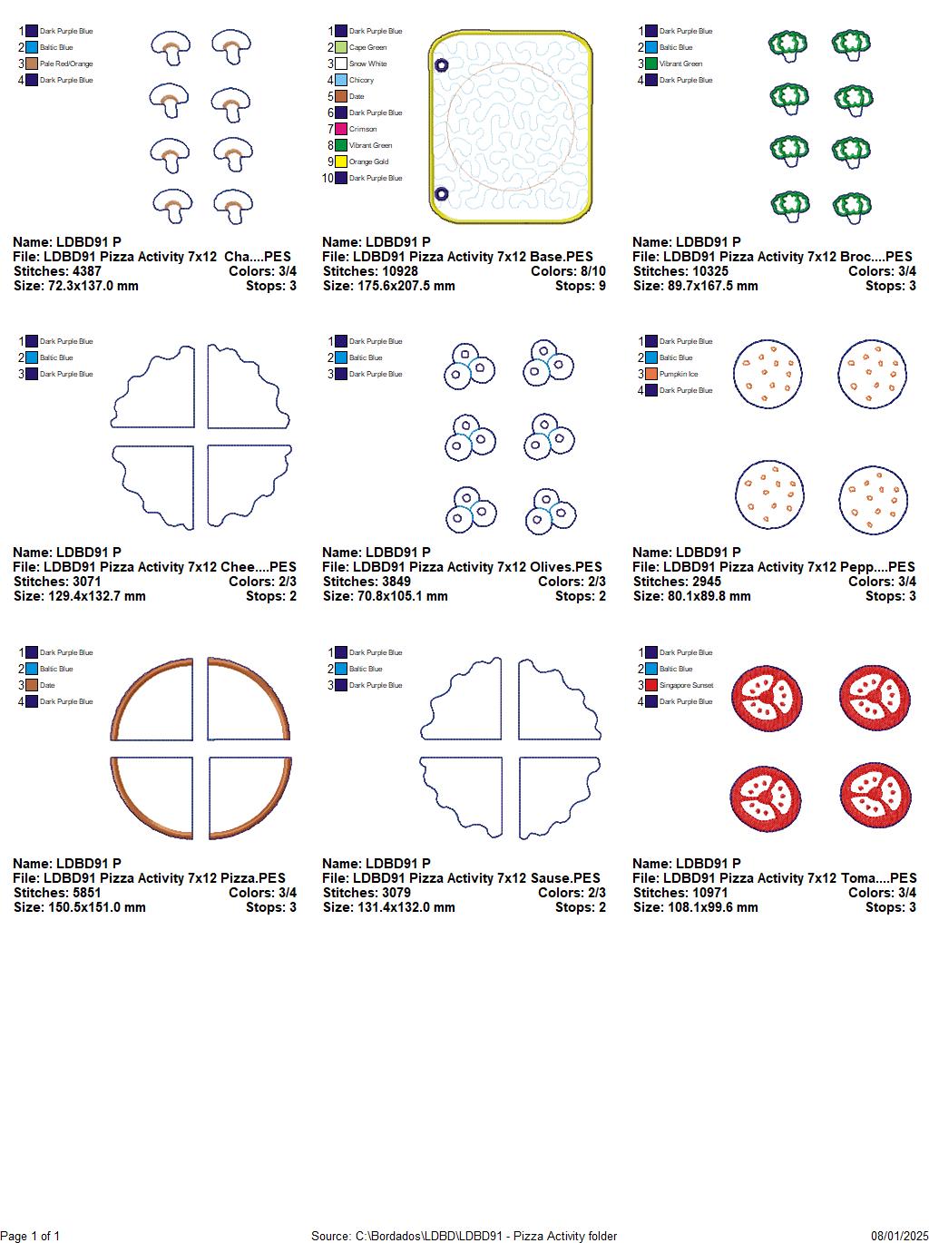 Pizza Sensory Book Page - ITH Project - Machine Embroidery Design