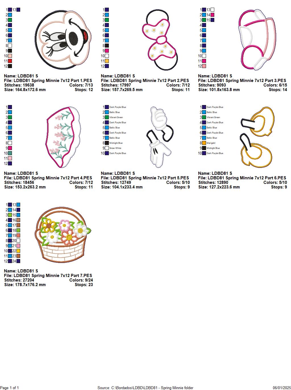 Spring Mickey and Minnie - Set of 2 Designs - ITH Project - Machine Embroidery Design