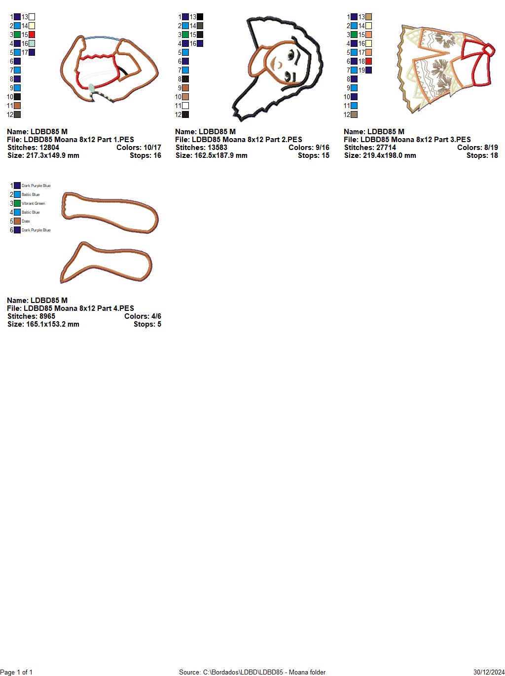 Moana - ITH Project - Machine Embroidery Design