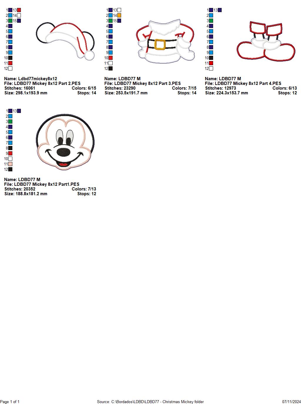Mickey Christmas - ITH Project - Machine Embroidery Design