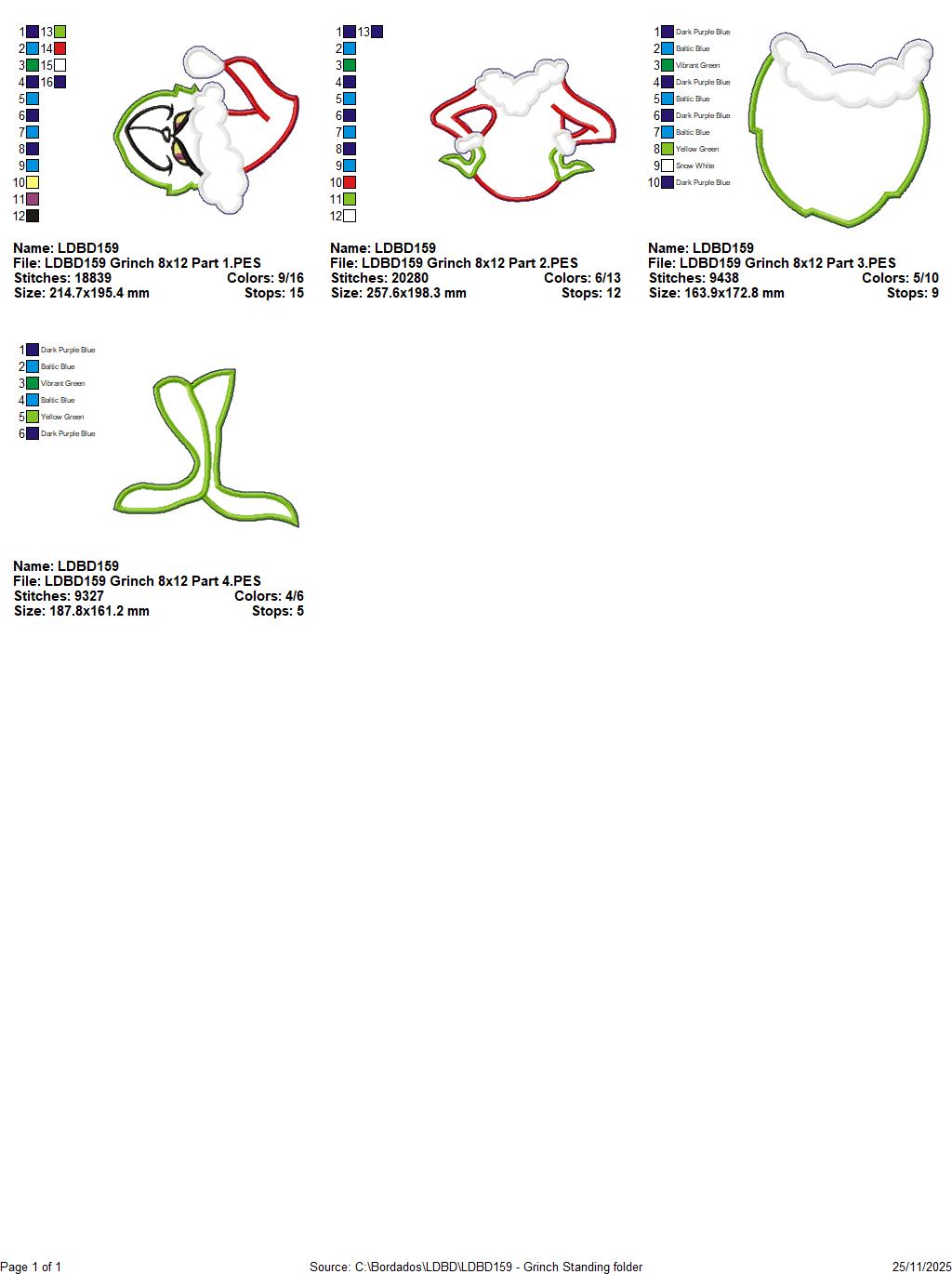 Tall Grinch Door Hanger โ ITH Project โ Machine Embroidery Design