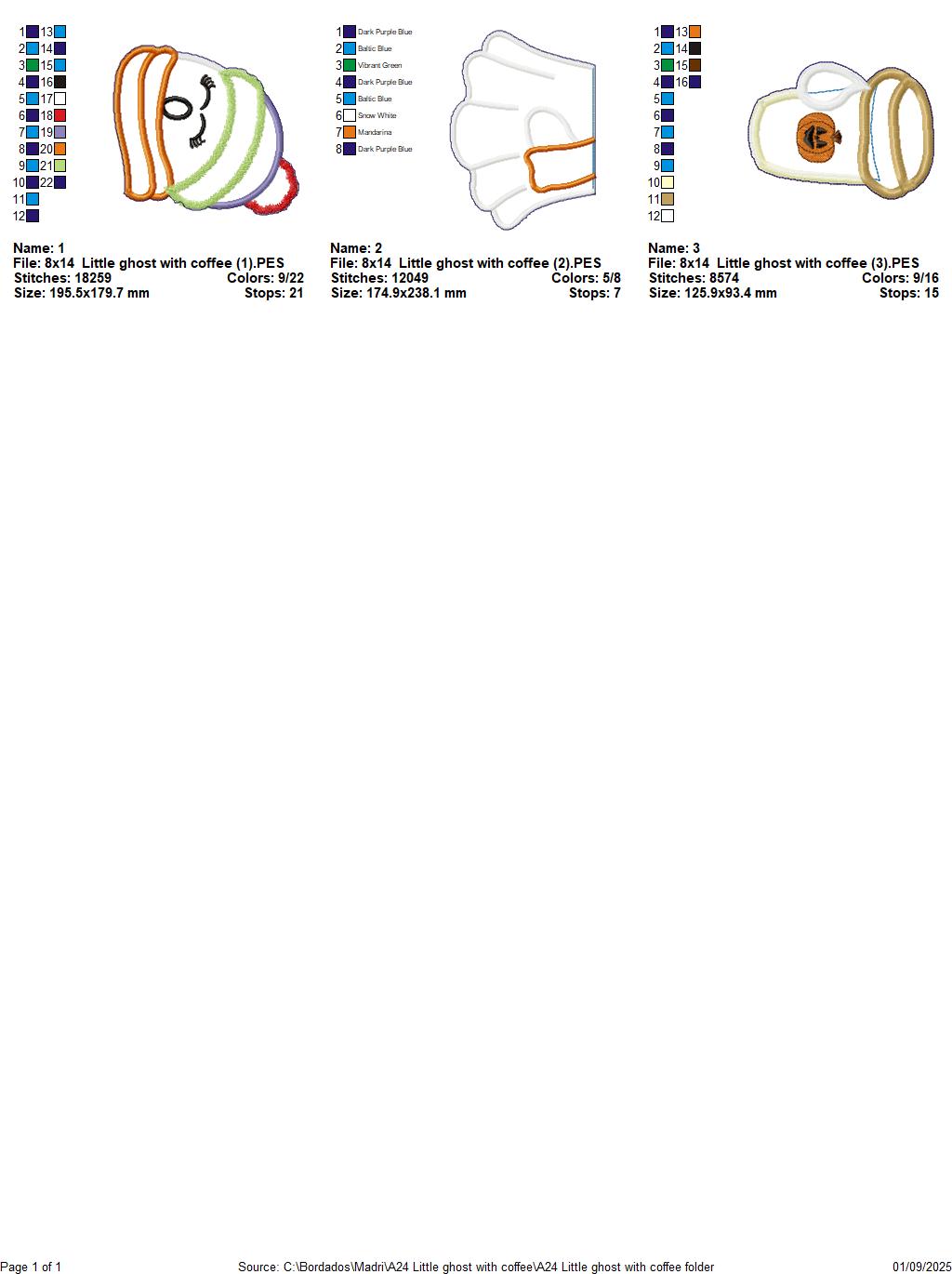 Little Ghost with Coffee – ITH Project – Machine Embroidery Design
