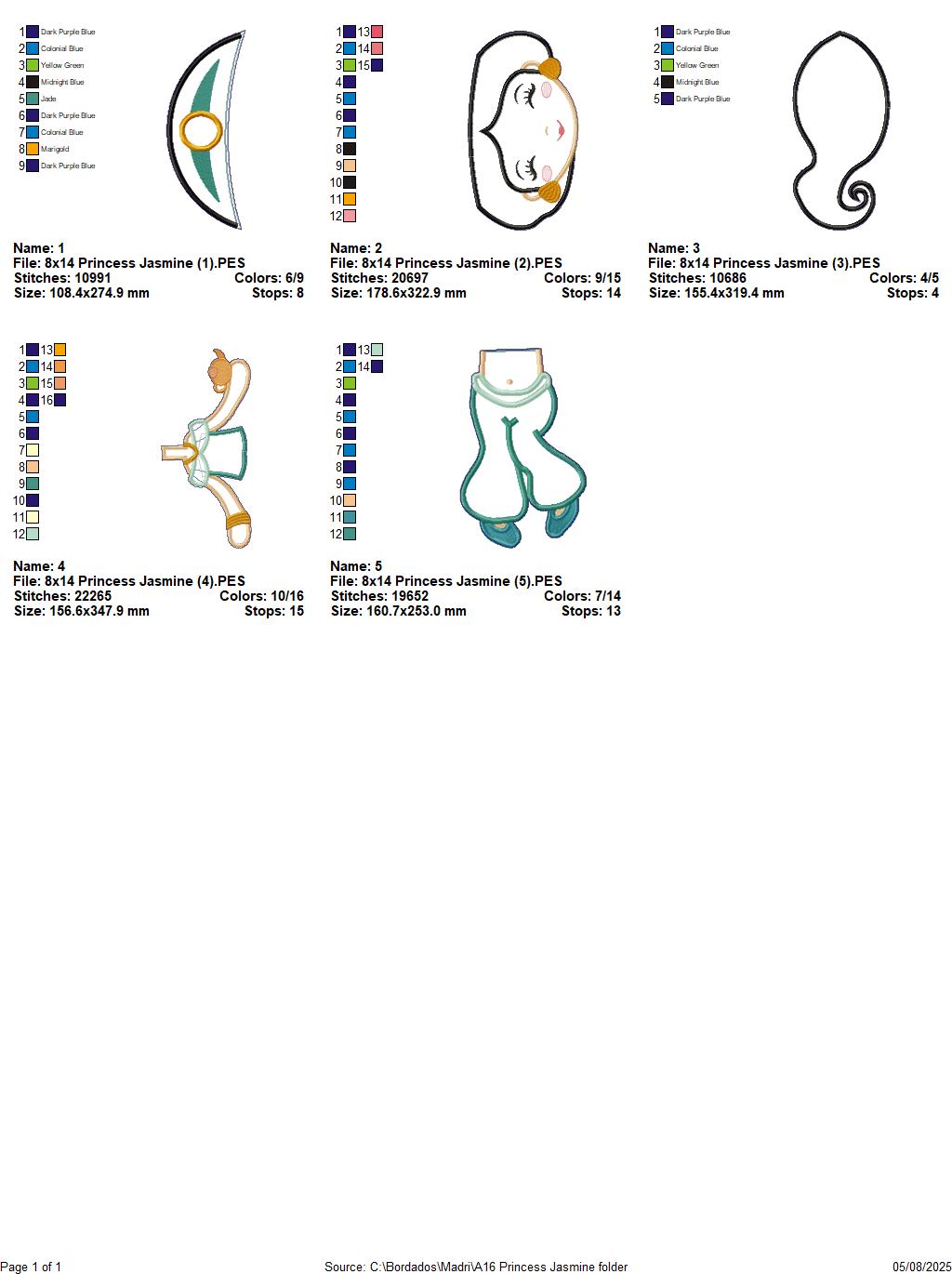 Princess Jasmine – ITH Project – Machine Embroidery Design