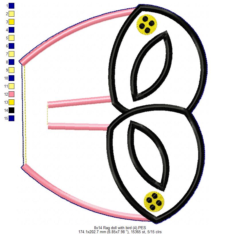 Rag doll with Bird - ITH Project - Machine Embroidery Design