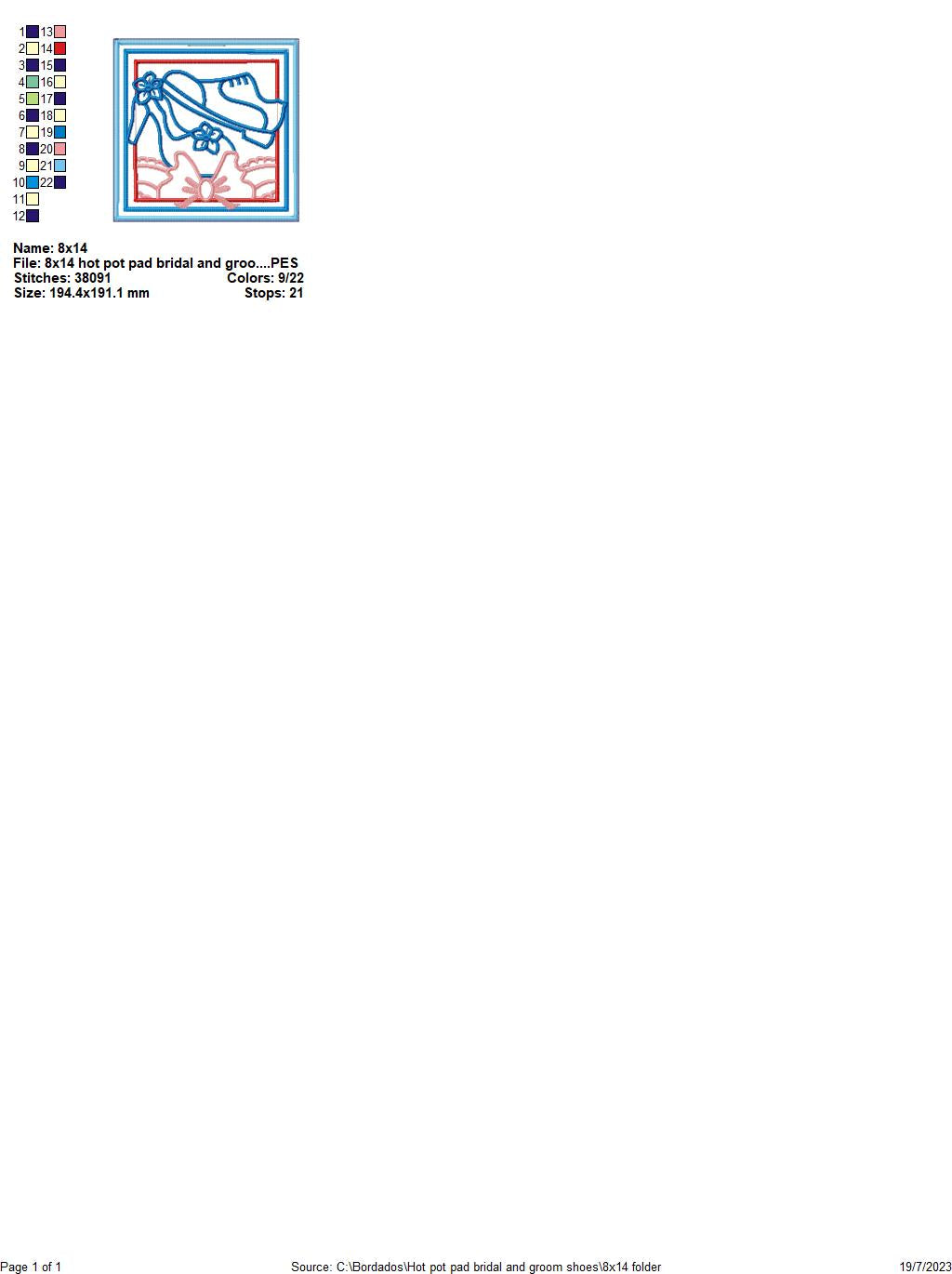 Bridal and Groom Shoes Hot Pot Rest - ITH Project - Machine Embroidery Design