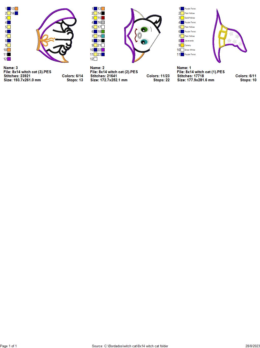 Witch Cat - ITH Project - Machine Embroidery Design