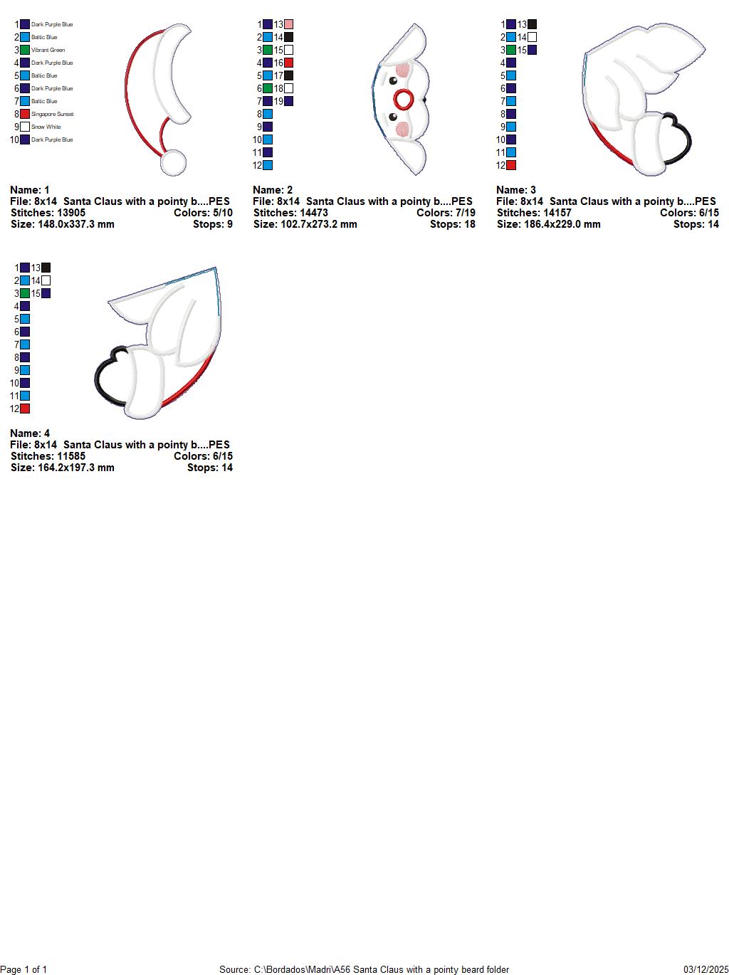 Cute Christmas Santa with a Pointy Beaard – ITH Project – Machine Embroidery Design