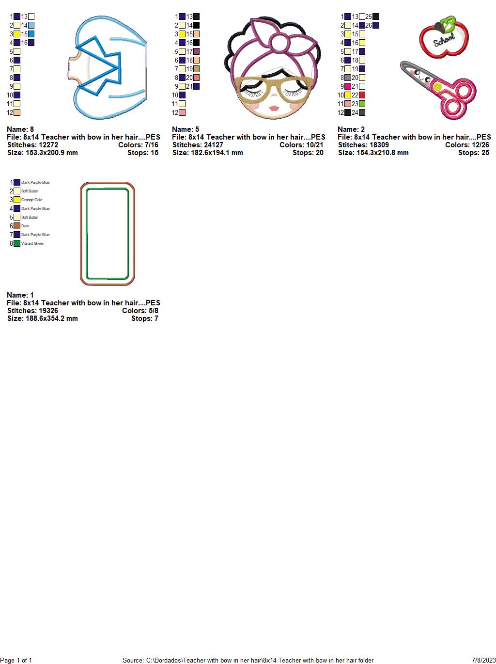 Teacher with Headband - ITH Project - Machine Embroidery Design