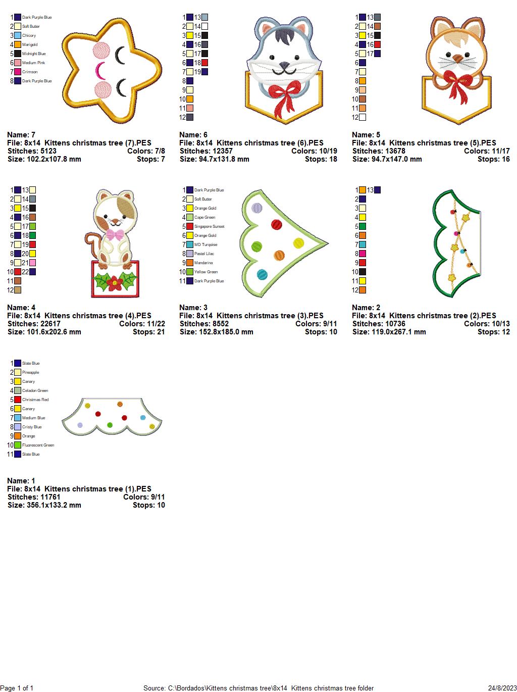 Kittens Christmas Tree - ITH Project - Machine Embroidery Design