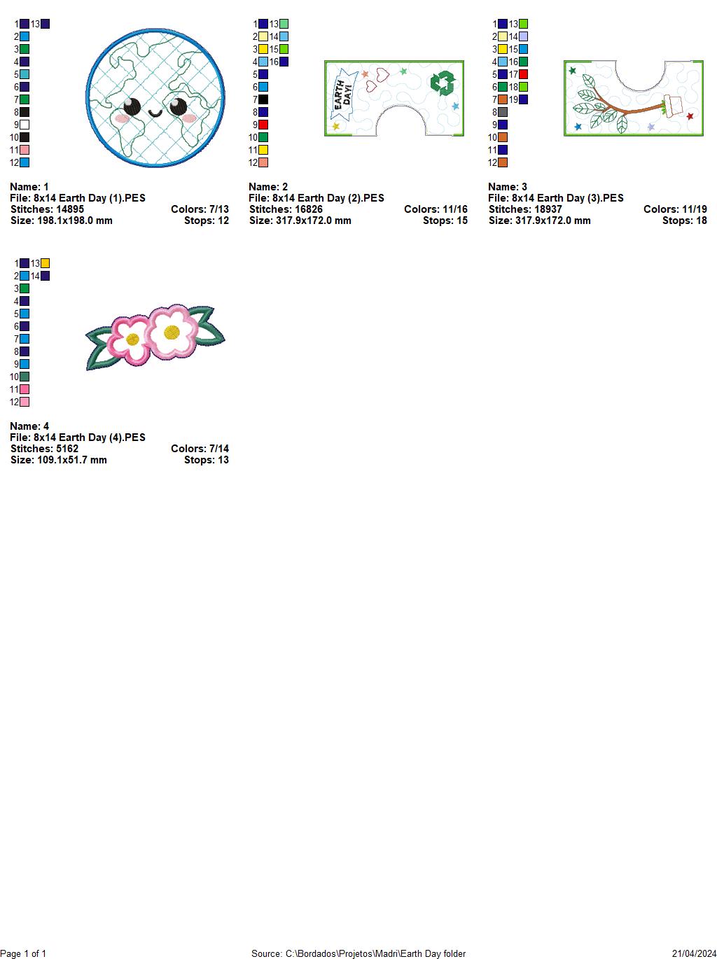 Earth's Day - ITH Project - Machine Embroidery Design