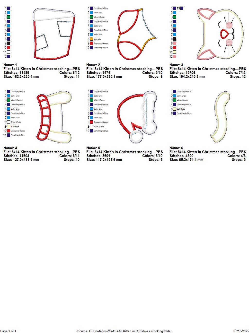 🐾 Christmas Cat Stocking – ITH Project – Machine Embroidery Design