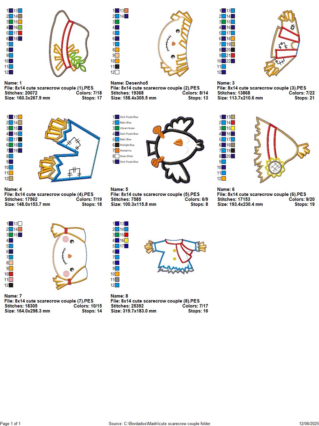 Scarecrow Boy and Girl - Set of 2 Designs - ITH Project - Machine Embroidery Design