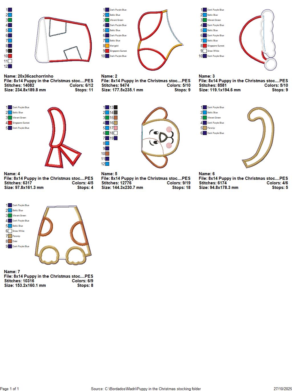 πΎ Christmas Puppy Stocking β ITH Project β Machine Embroidery Design