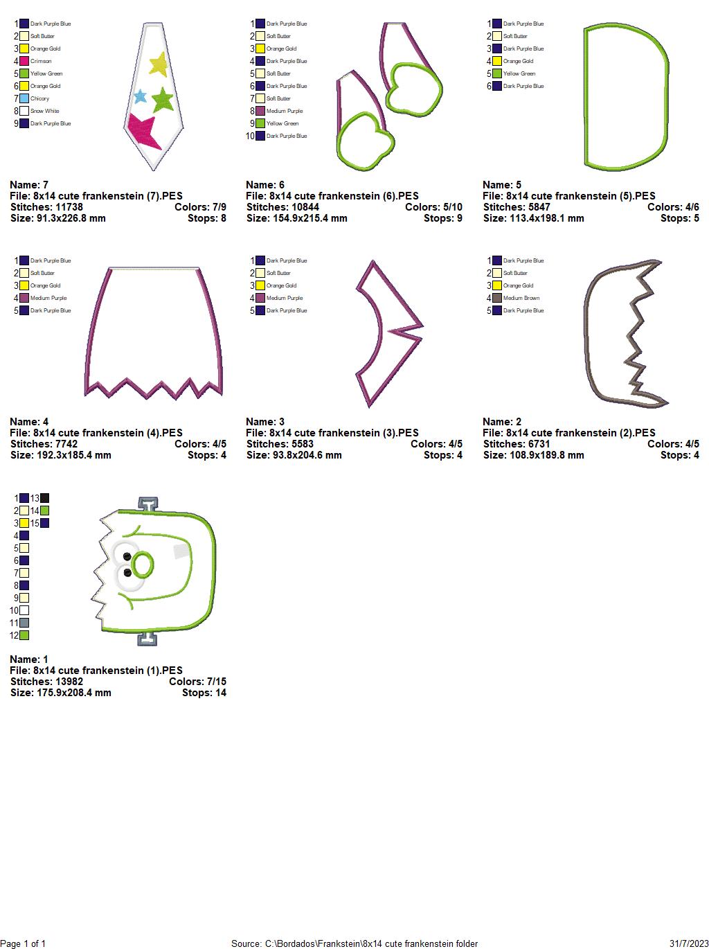 Cute Frankstein - ITH Project - Machine Embroidery Design