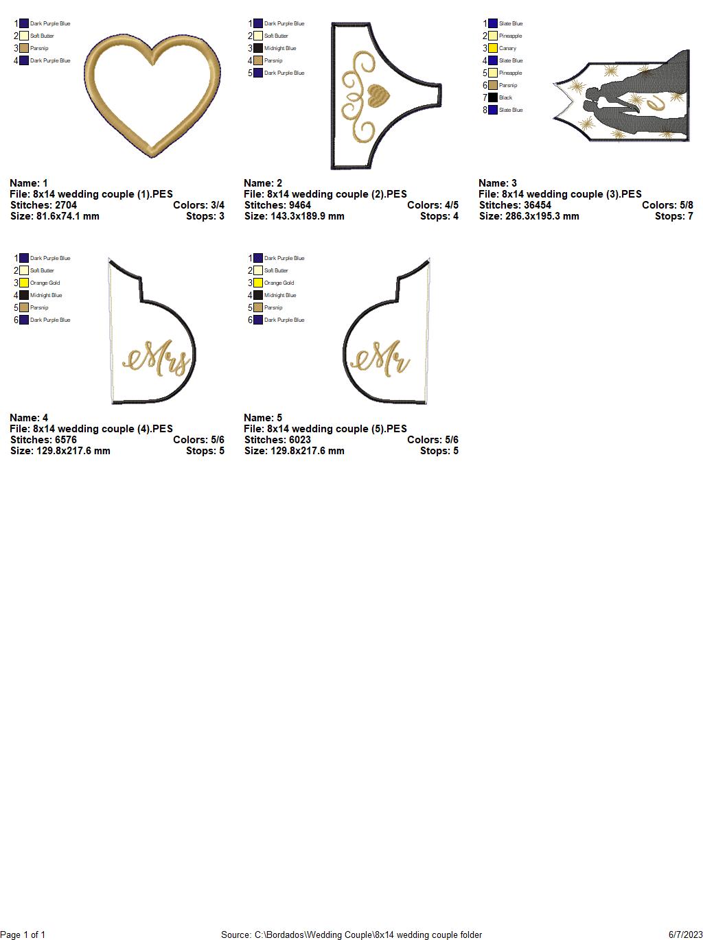 Bride and Groom Wedding Day - ITH Project - Machine Embroidery Design