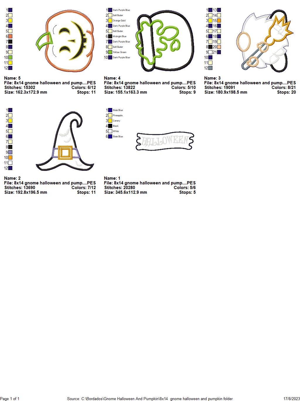 Gnome and Pumpkin Halloween - ITH Project - Machine Embroidery Design