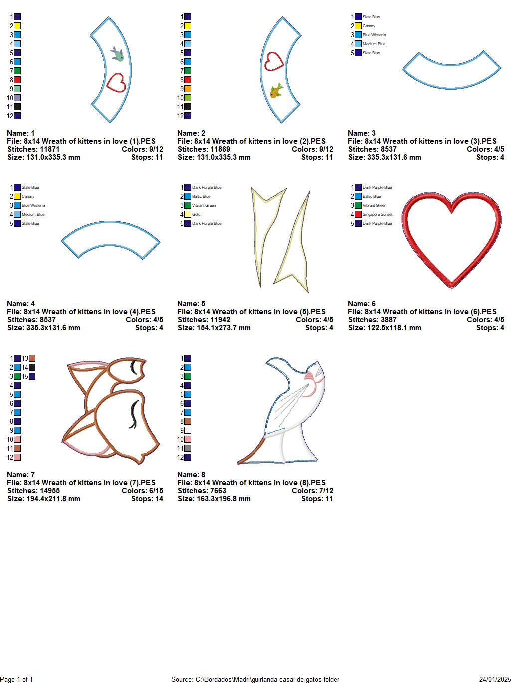 Kittens in Love Wreath - ITH Project - Machine Embroidery Design