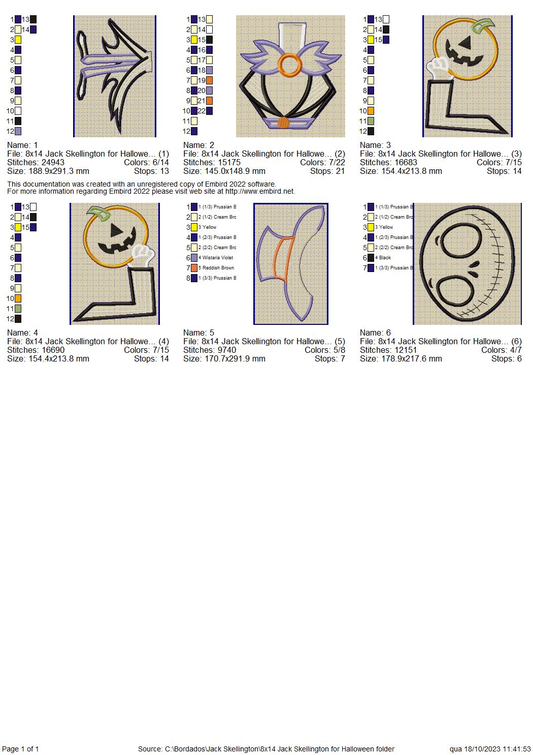 Jack Skellington Halloween - ITH Project - Machine Embroidery Design