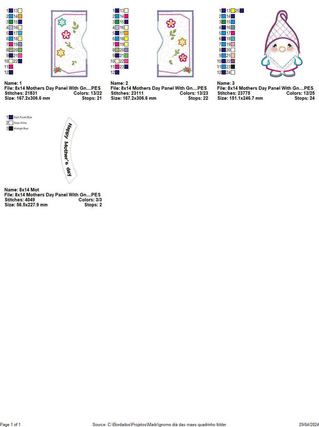 Gnome Happy Mother's Day Hanger - ITH Project - Machine Embroidery Design