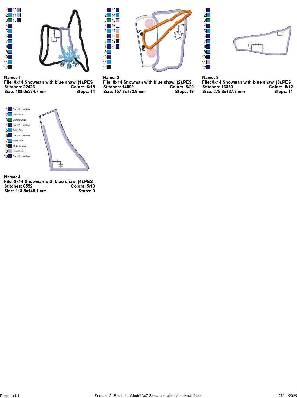 Snowman With Blue Scarf Door Hanger – ITH Project – Machine Embroidery Design