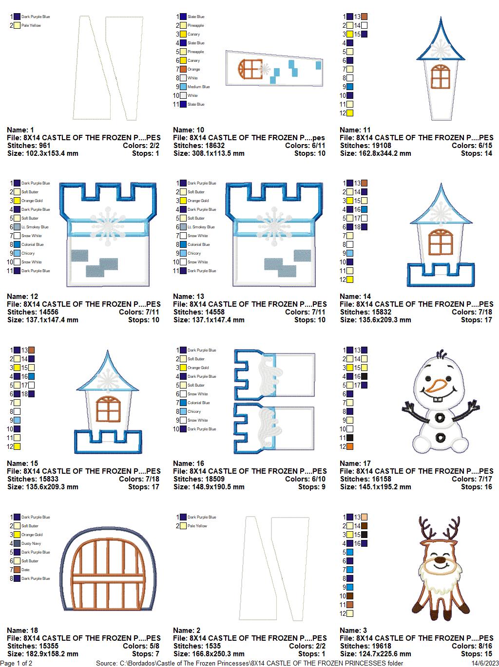 Castle of The Frozen Princesses - ITH Project - Machine Embroidery Design