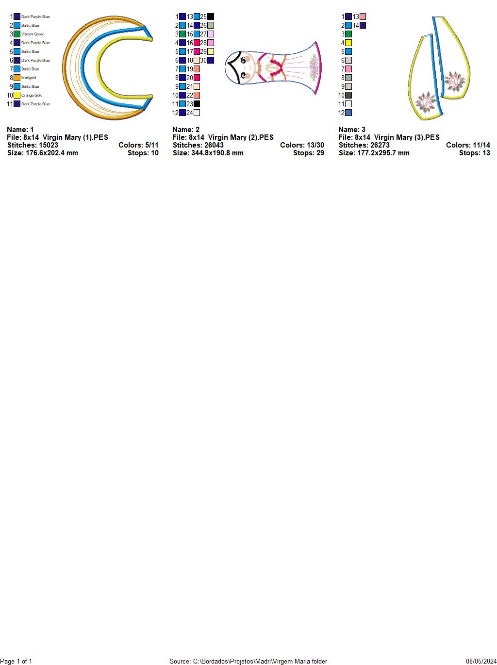 Virgin Mary - ITH Project - Machine Embroidery Design