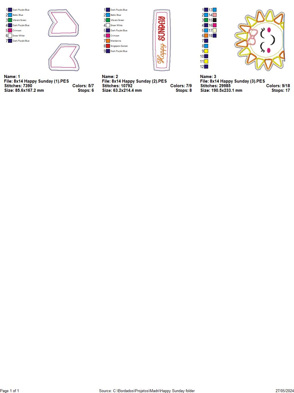 Sun Sunday Ornament - ITH Project - Machine Embroidery Design
