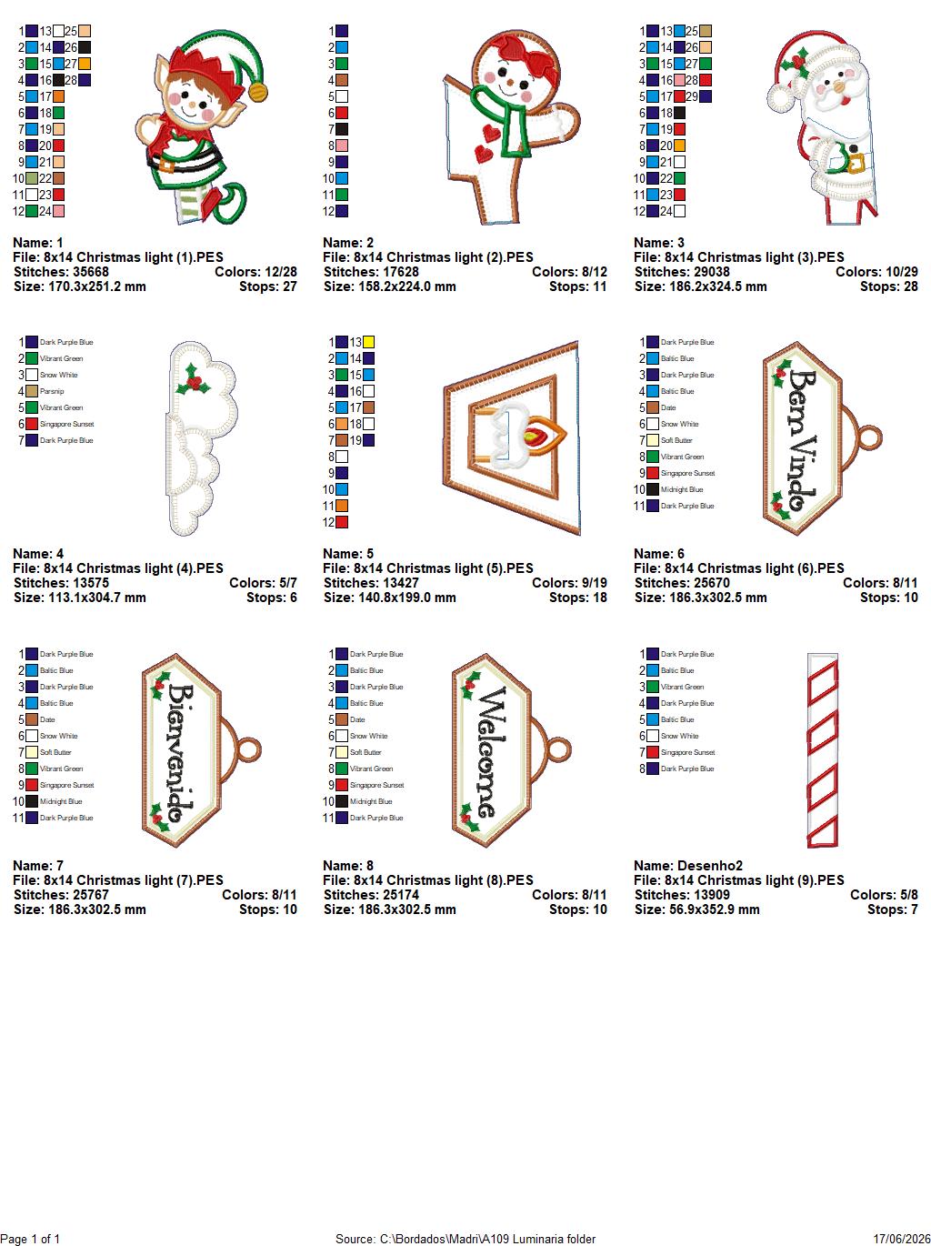 Christmas Welcome Lamp Post – ITH Project – Machine Embroidery Design