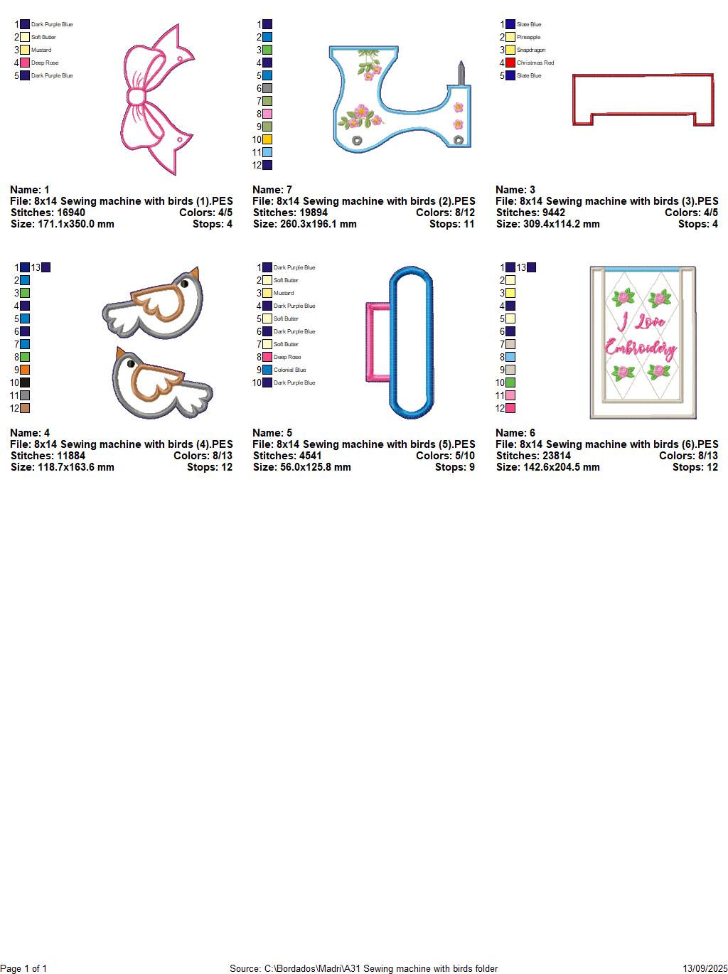 Sewing Machine with Birds – ITH Project – Machine Embroidery Design
