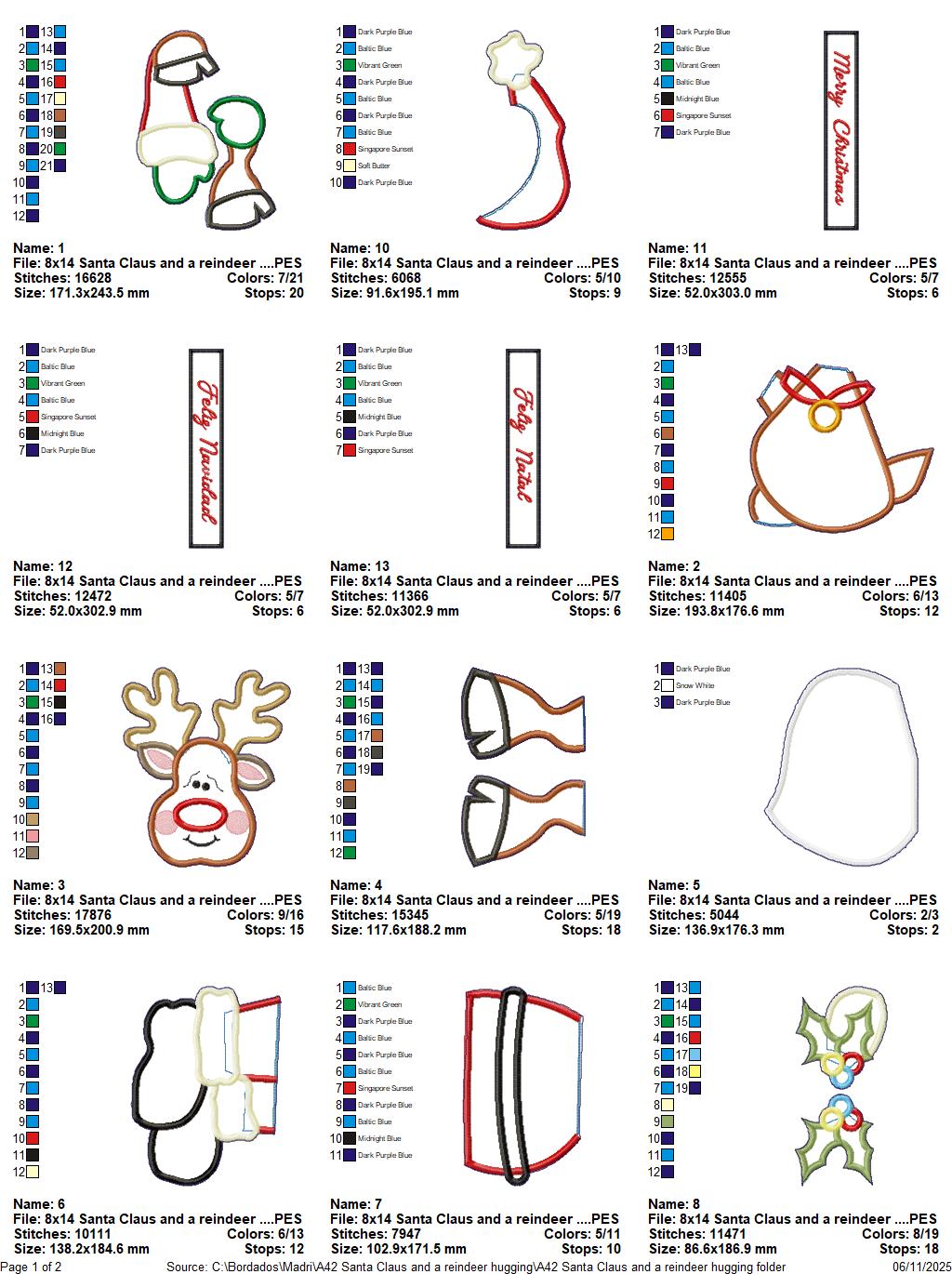 Santa and Reindeer – ITH Project – Machine Embroidery Design