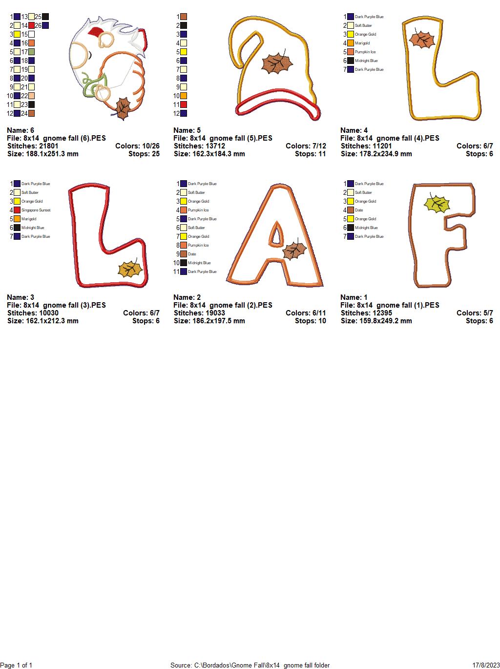 Fall Gnome Door Ornament - ITH Project - Machine Embroidery Design