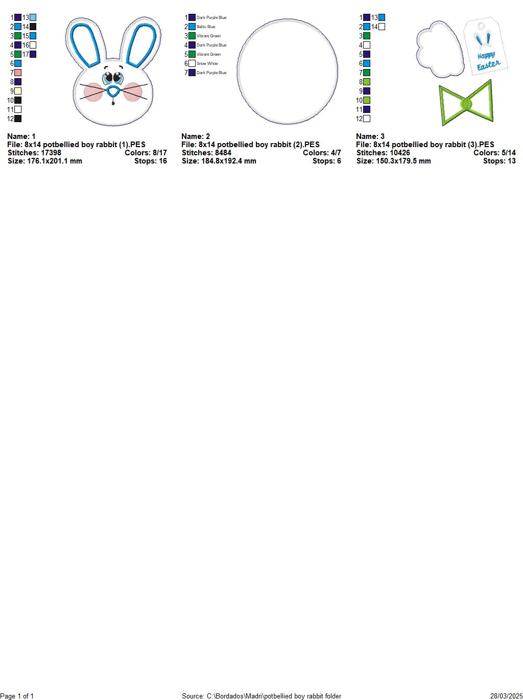 Potbellied Boy Rabbit - ITH Project - Machine Embroidery Design
