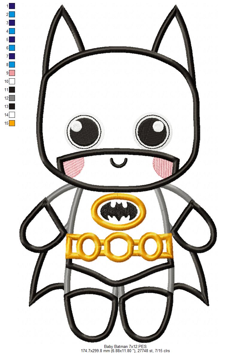 Baby Batman - Applique - Machine Embroidery Design