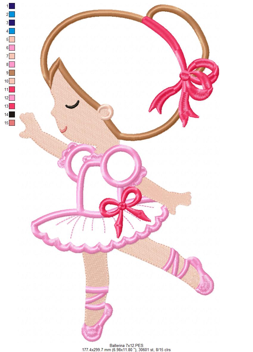 Sweet Little Ballerina - Applique - Machine Embroidery Design