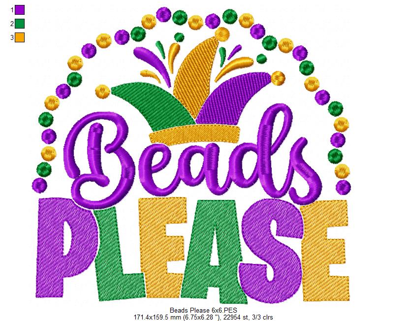 Beads Please - Fill Stitch - Machine Embroidery Design