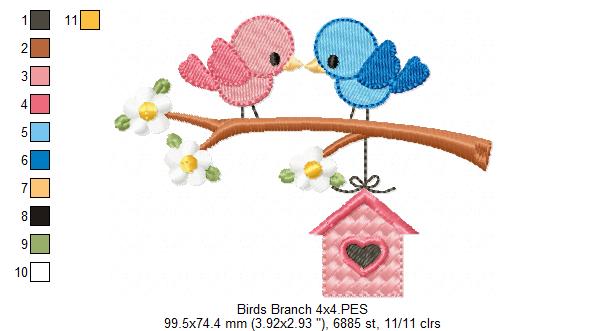 π Lovebird Perch Delight π¦ β Applique β Machine Embroidery Design