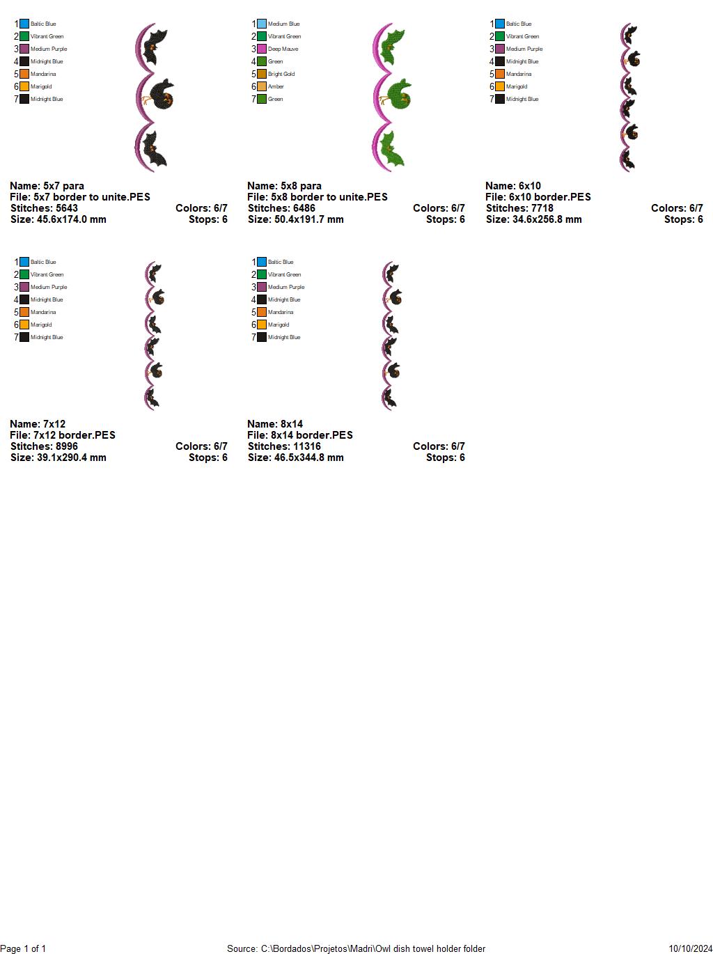Halloween Owl Dish Cloth Hanger - ITH Project - Machine Embroidery Design