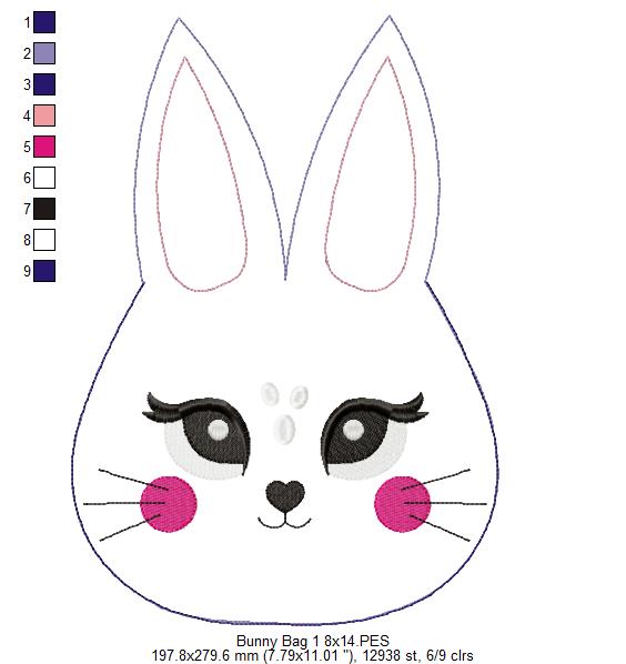 Cute Lilac Bunny Candy Bag - ITH Project - Machine Embroidery Design